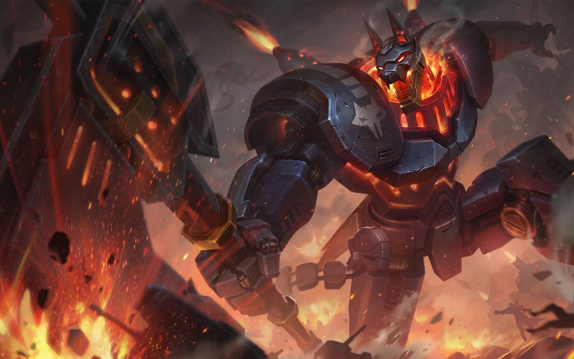 lol英雄联盟沙漠死神新皮肤战地机甲内瑟斯(看着挺霸气的,还是狗头)