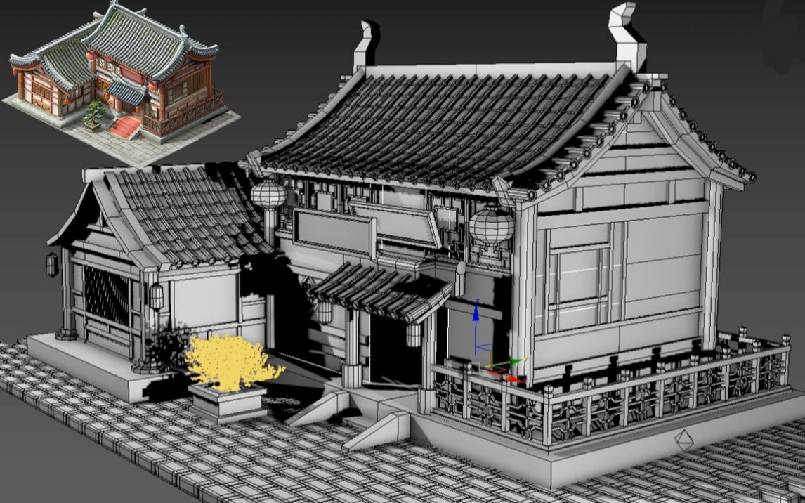 【3DMAX建模】简单古建筑“阁楼”模型制作,零基础房屋场景建模案例讲解,用现有三维技术代替古代的能工巧匠哔哩哔哩bilibili