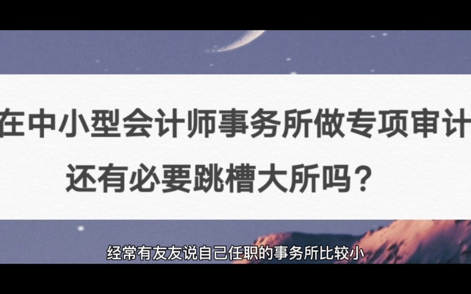 在中小型会计师事务所做专项审计,还有必要跳槽大所吗?哔哩哔哩bilibili