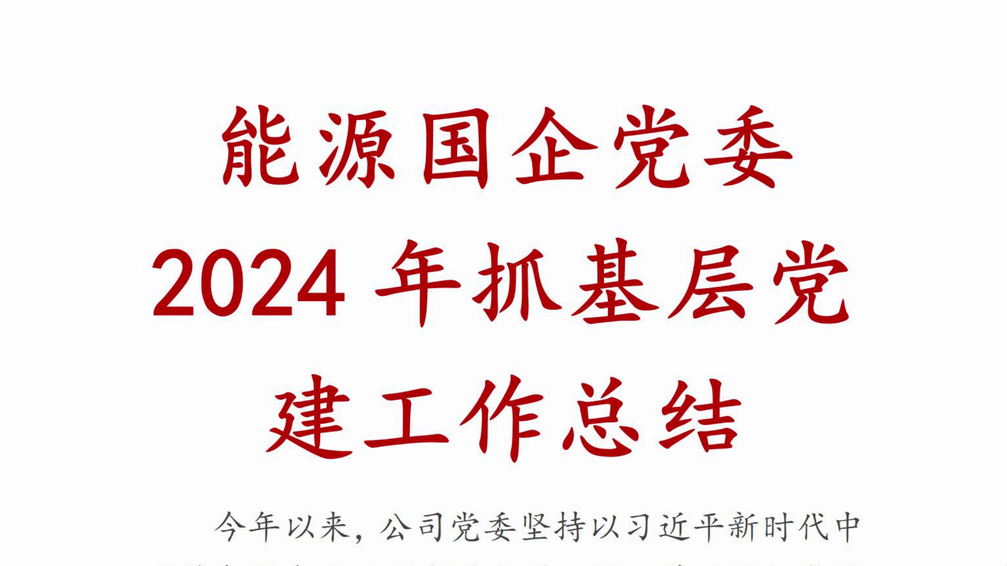 能源国企党委2024年抓基层党建工作总结哔哩哔哩bilibili