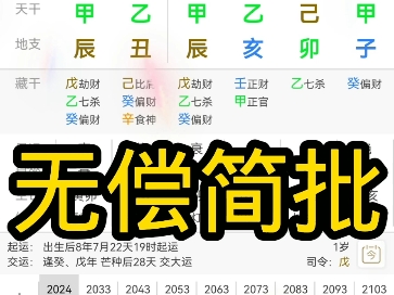 三连+关注 八字简批 姻缘 学业 事业 免费看盘 人生剧本 八字排盘哔哩哔哩bilibili