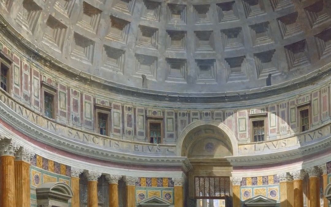 【艺术分享】 古典名画《罗马万神殿内部》,油画欣赏!