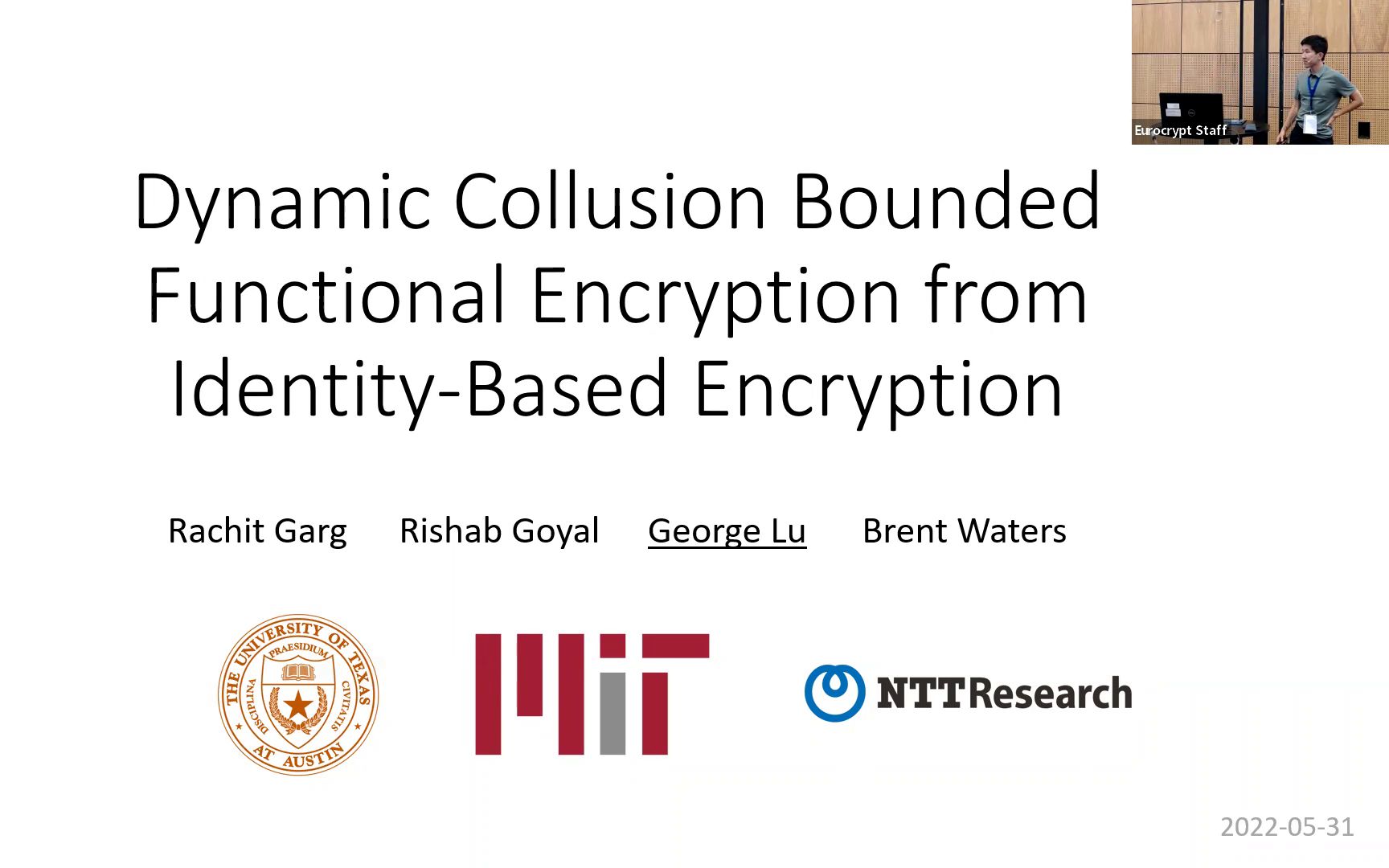 [图][EUROCRYPT 2022] - Dynamic Collusion Bounded Functional Encryption from Identi..