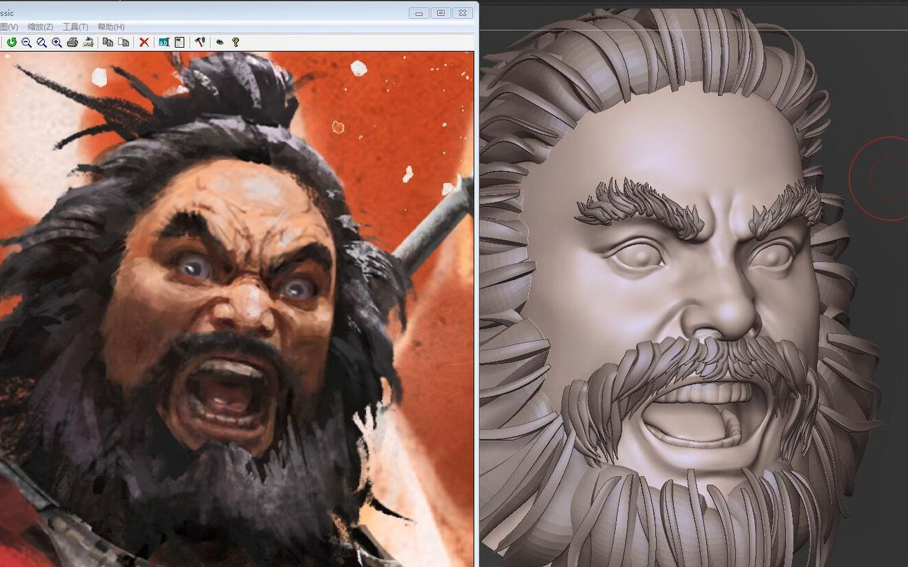 【zbrush】超详细讲解“张飞”头部雕刻,独家建模视频哔哩哔哩bilibili
