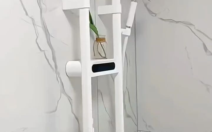 九牧王全铜恒温镂空顶喷数显增压淋浴花洒套装,洗澡双层置物架防水