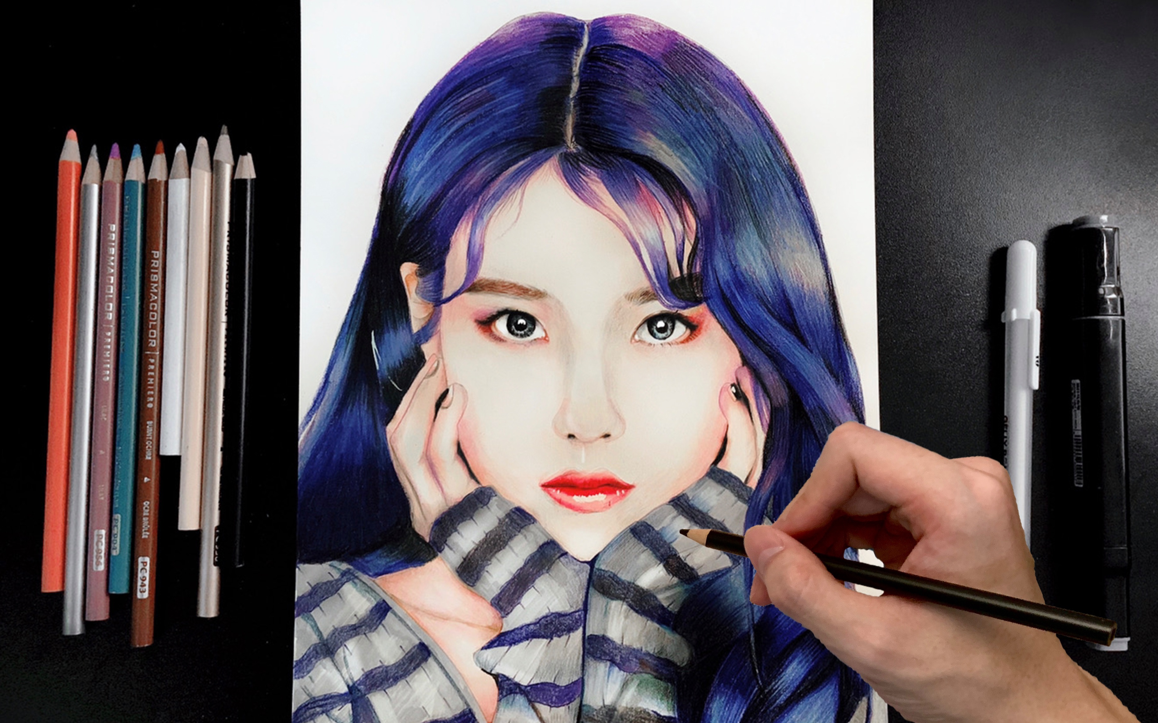 【彩铅手绘】【iu·李知恩】耗时24小时,画一枚宝藏女孩——iu!