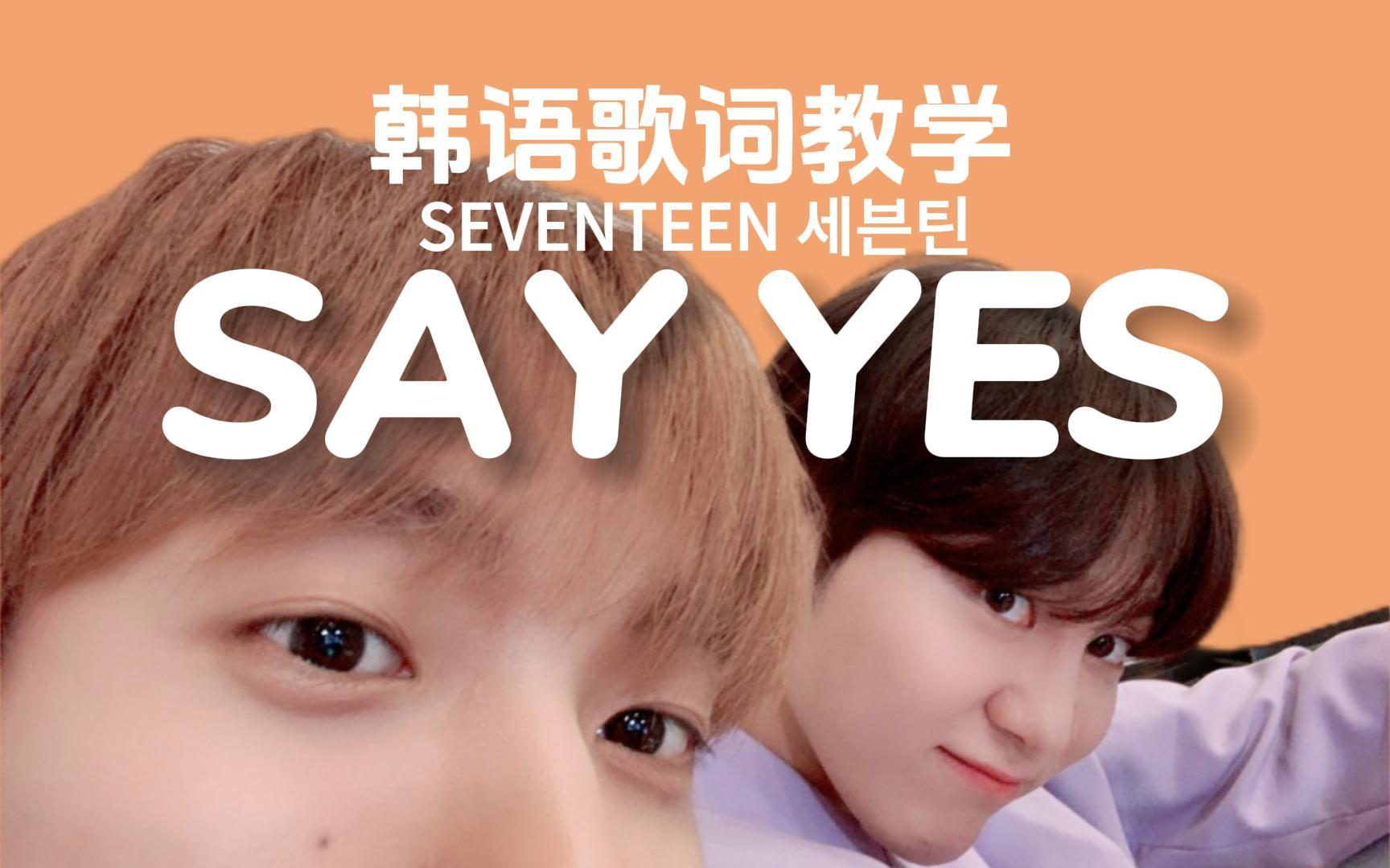 [图]完整版 韩语歌词教学 SEVENTEEN DK&胜宽《SAY YES》