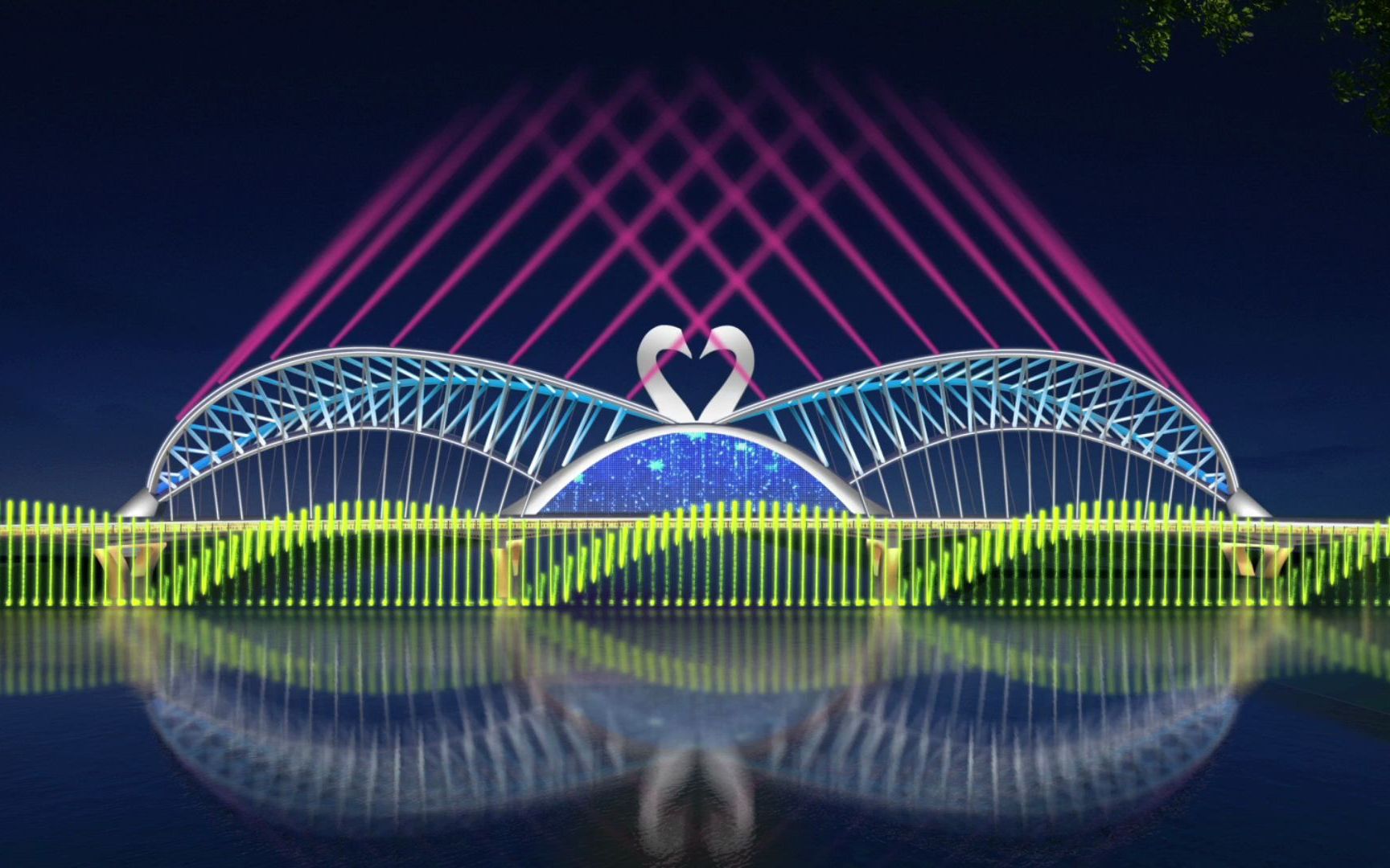 灯光秀视频课程★河道激光秀★空中玫瑰动画教程★ps亮化效果图制作