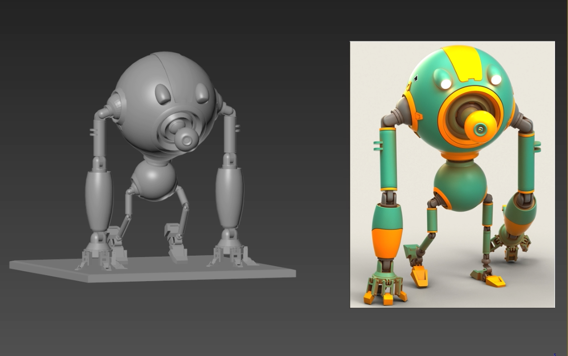 3dmax零基础 机器人模型建模全过程,布线,卡线,材质渲染