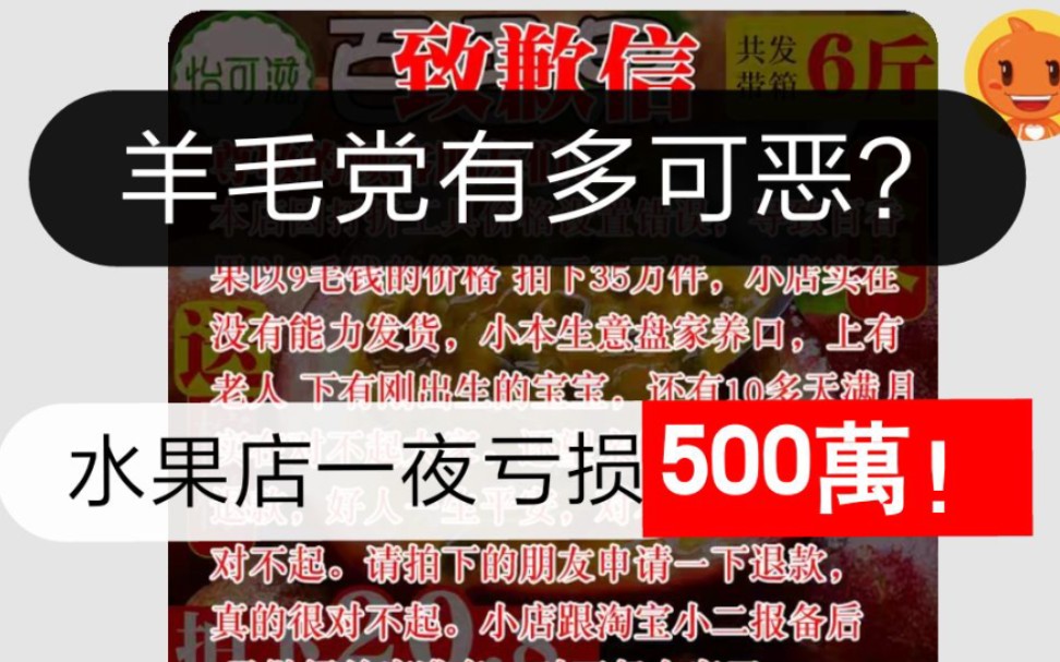 羊毛党有多可恶?水果店一夜亏损500万!店铺倒闭!哔哩哔哩bilibili