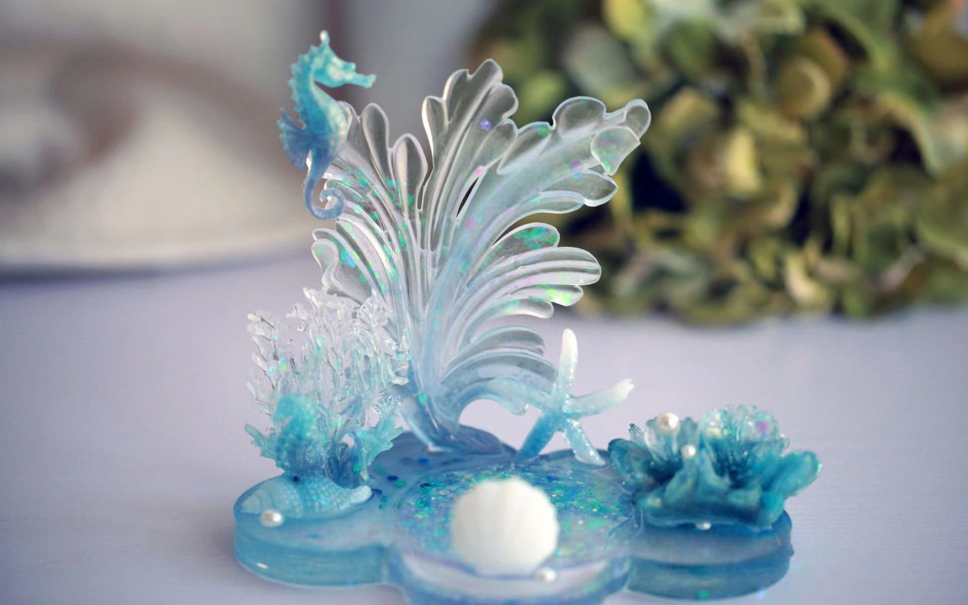 滴胶脱模:海洋风手机摆台