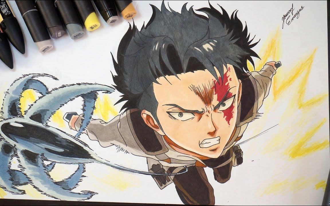 【手绘】绘画利威尔的战斗状态!