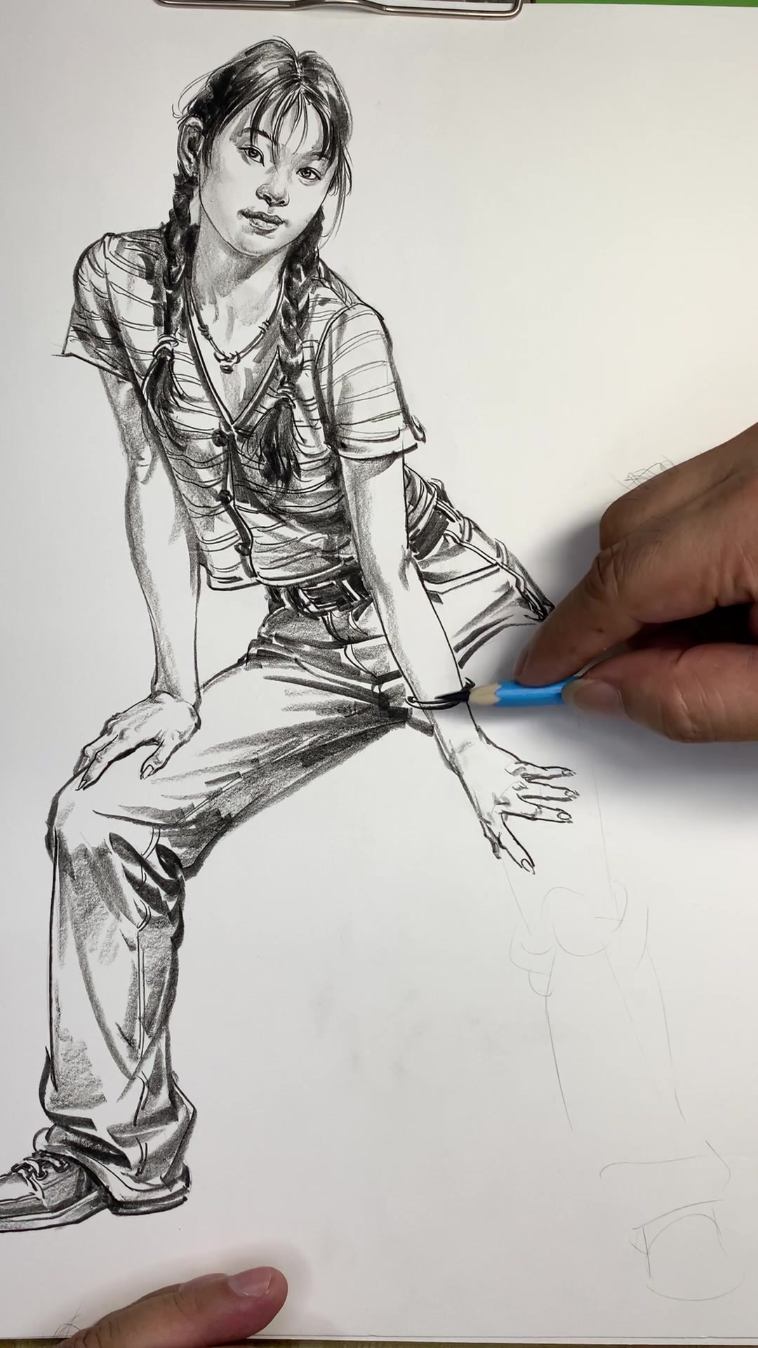 志雄速写教学:麻花辫女生_哔哩哔哩_bilibili