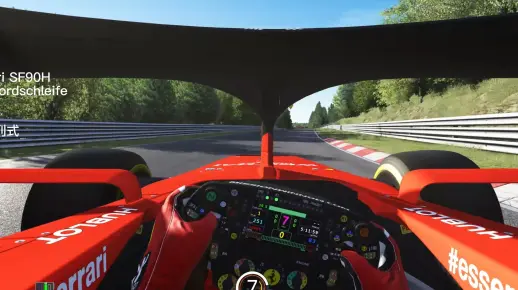 纽北5分16秒！第一视角 赛车模拟器 神力科莎～默认调校： ACR Ferrari SF90H -纽博格林北环！刷新个人最 快单圈～极限5分16~S胎、TC关闭
