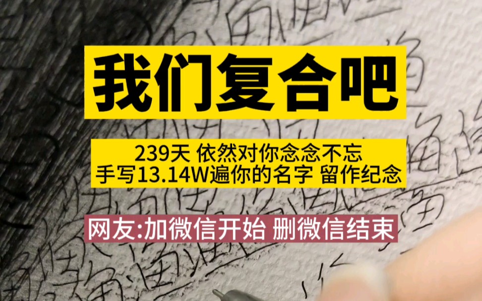 我们复合吧!分手239天,依然对你念念不忘,手写13.