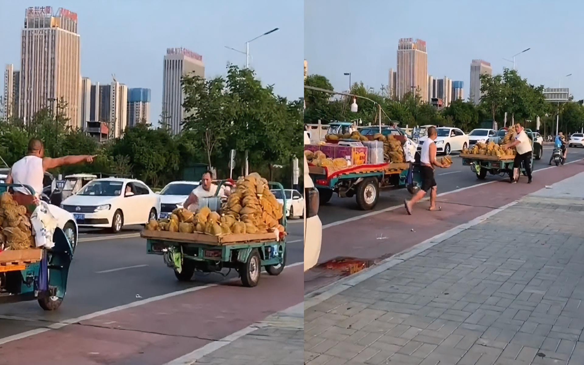 两小商贩斗气怒往河里扔榴莲,"豪放"态度惊呆路人:谁不扔谁输