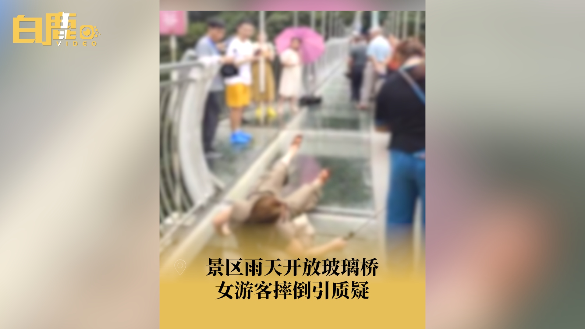 景区雨天开放玻璃桥游客摔倒引质疑哔哩哔哩bilibili