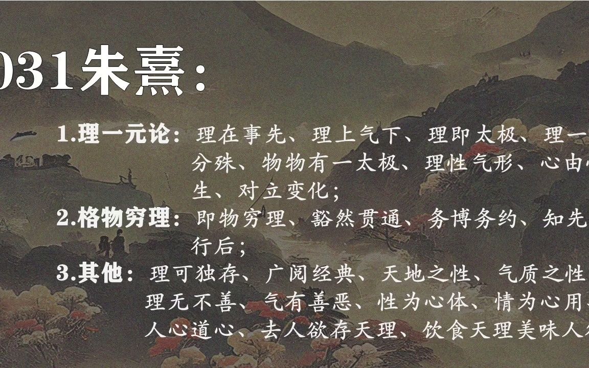 031朱熹:理一元论,格物穷理,理无不善,道心,去人欲存天理