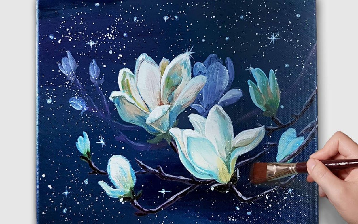 [图]【丙烯画】【绘画教程】木兰花-Easy flowers painting tutorial magnolia