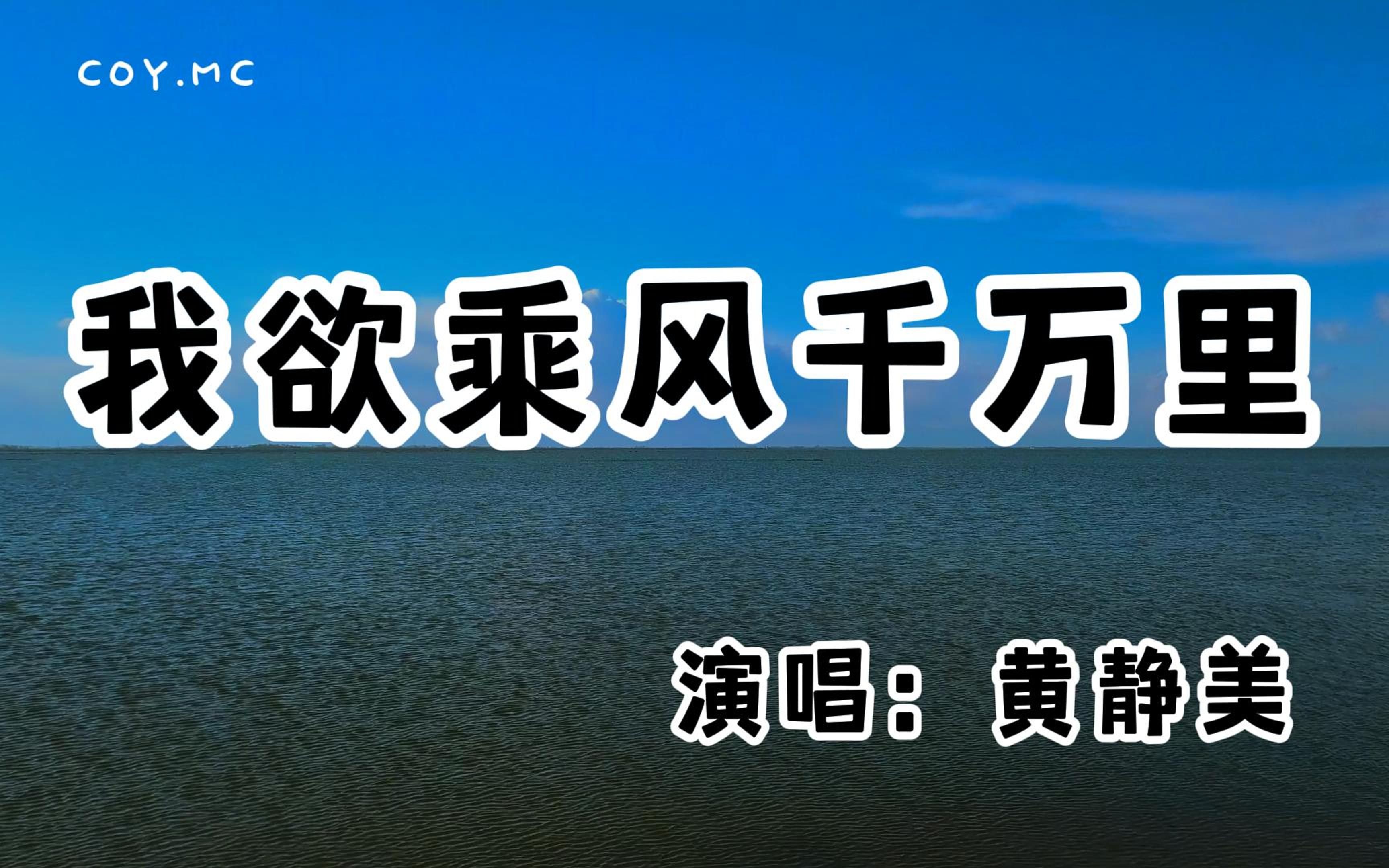 [图]黄静美 - 我欲乘风千万里『我欲乘风踏浪千万里 跨越山海去见你』（动态歌词/Lyrics Video/无损音质/4k）