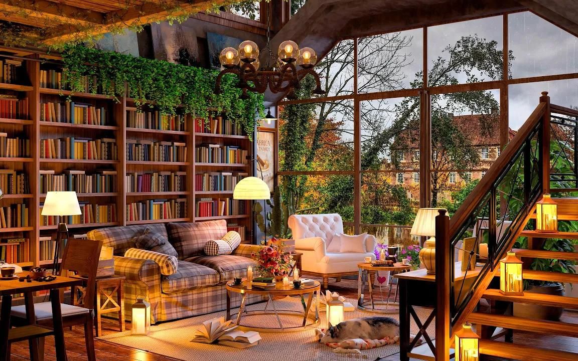 【咖啡厅氛围】4k 雨天在舒适的咖啡馆|放松的爵士音乐,适合工作,学习