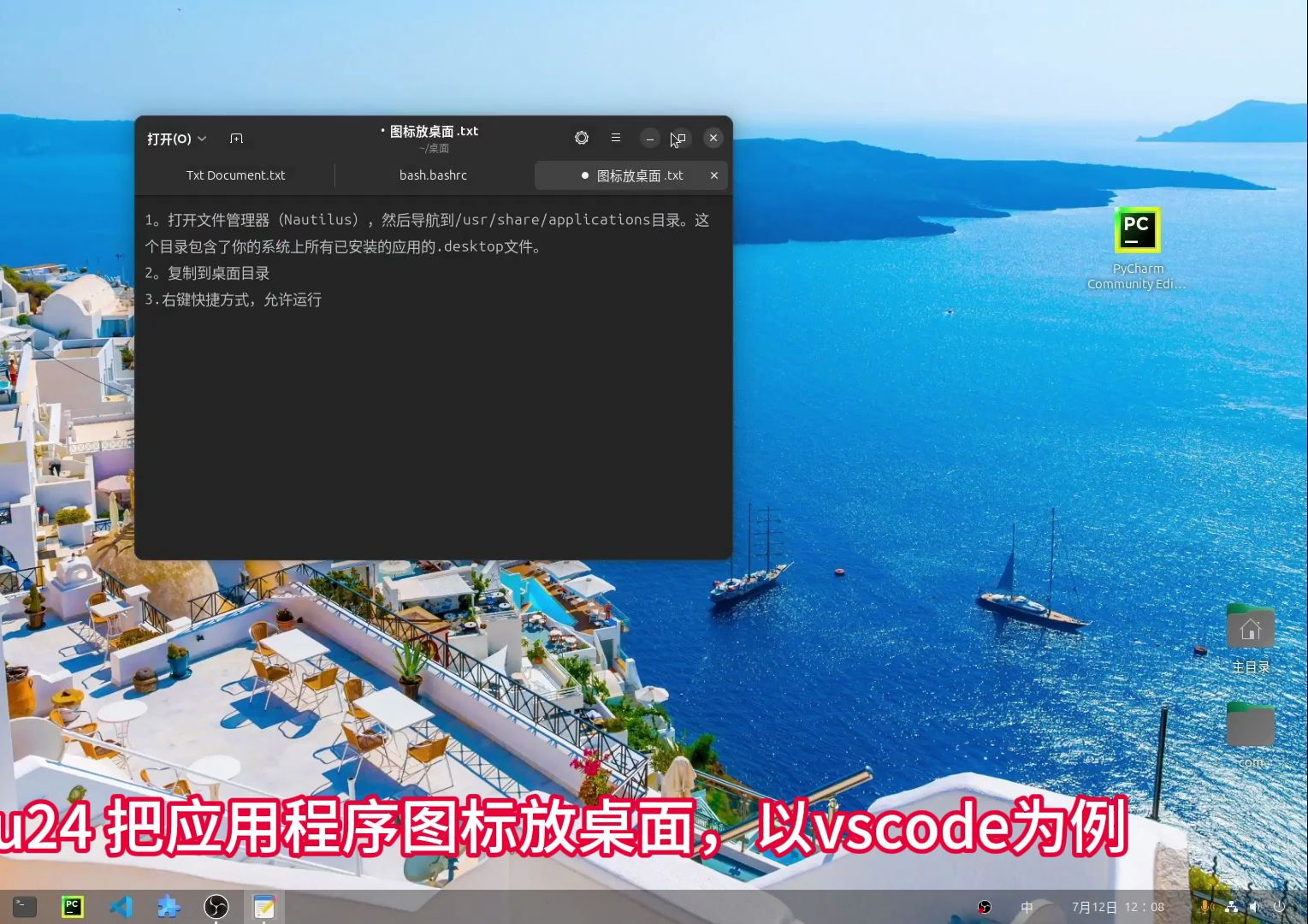 ubuntu24.04应用程序图标放桌面