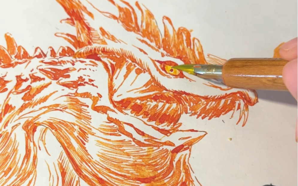 第32只 (雷神龙)绘画过程 怪物猎人崛起钢笔画