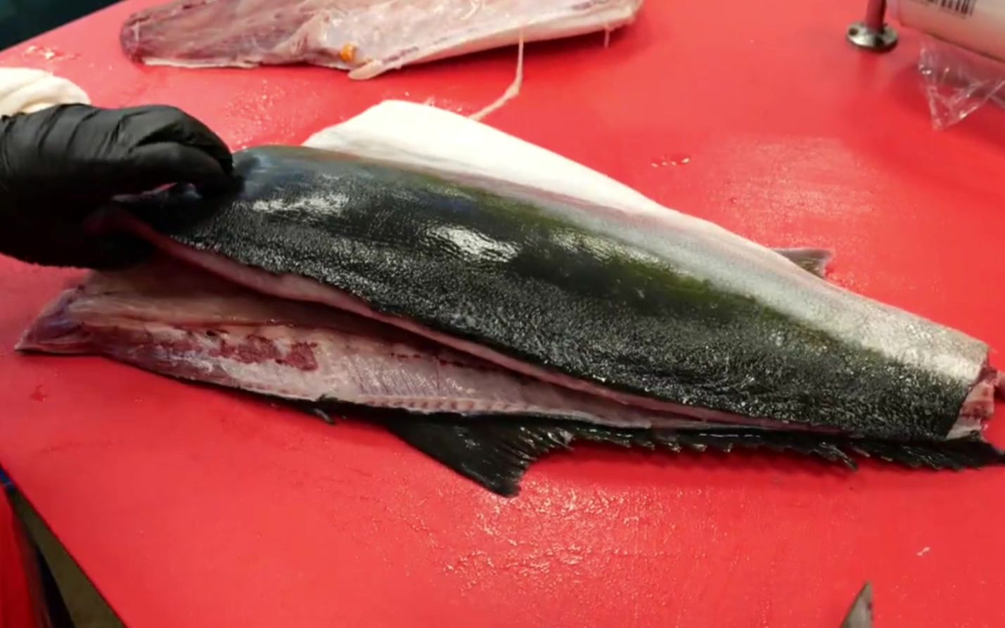 鰤鱼刺身制作,颜色看着太诱人了