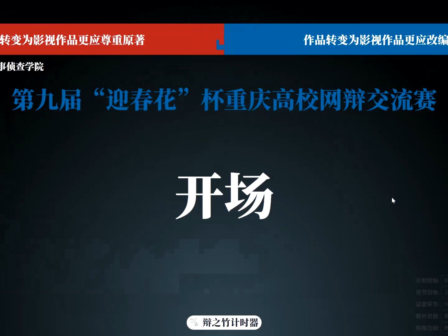 [图]西南政法大学刑事侦查学院  vs    西南大学法学院 作品转变为影视作品更应尊重原著/改编创新