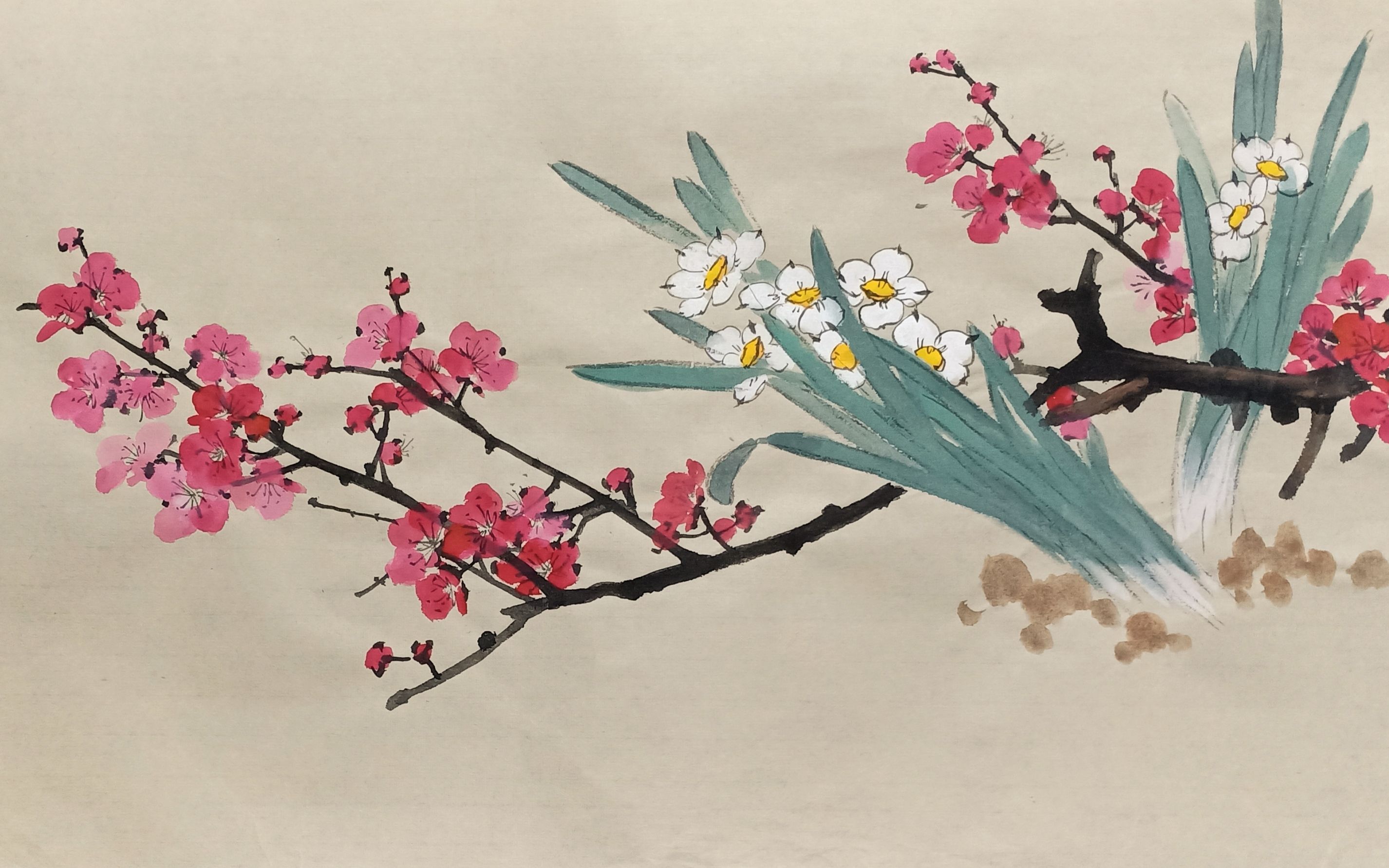 国画·水仙梅花