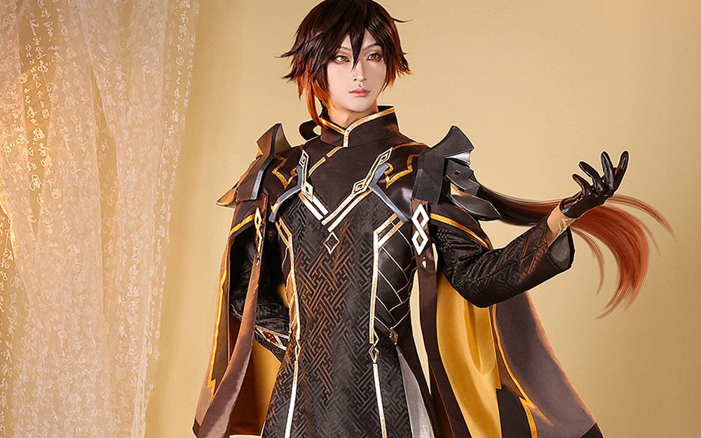 全幅万字纹古朴大气,亮金滚边低调中显露高贵(钟离岩王帝君)