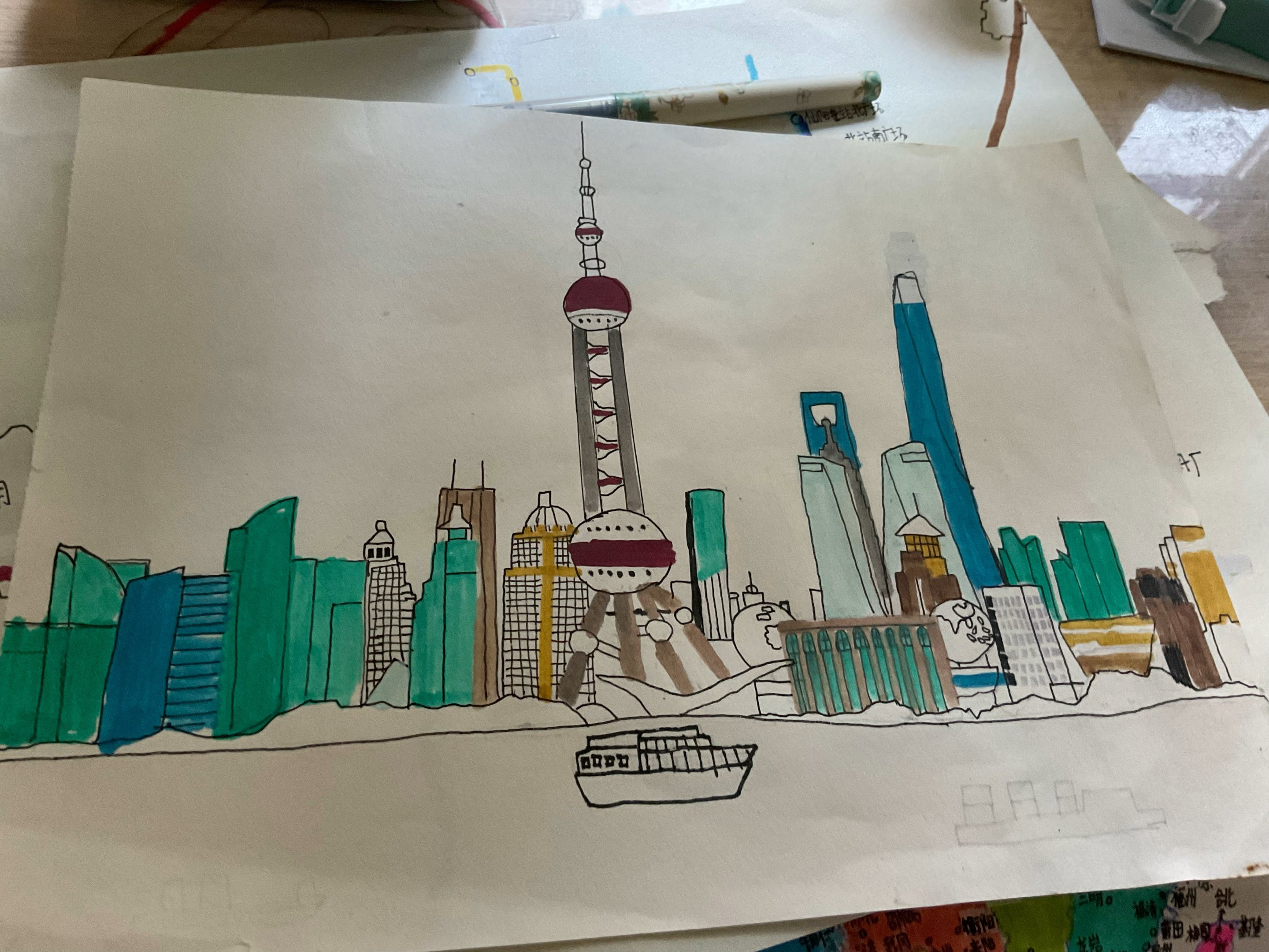 我自己画的上海陆家嘴(画得有点太丑了,有什么建议跟我说,三连)