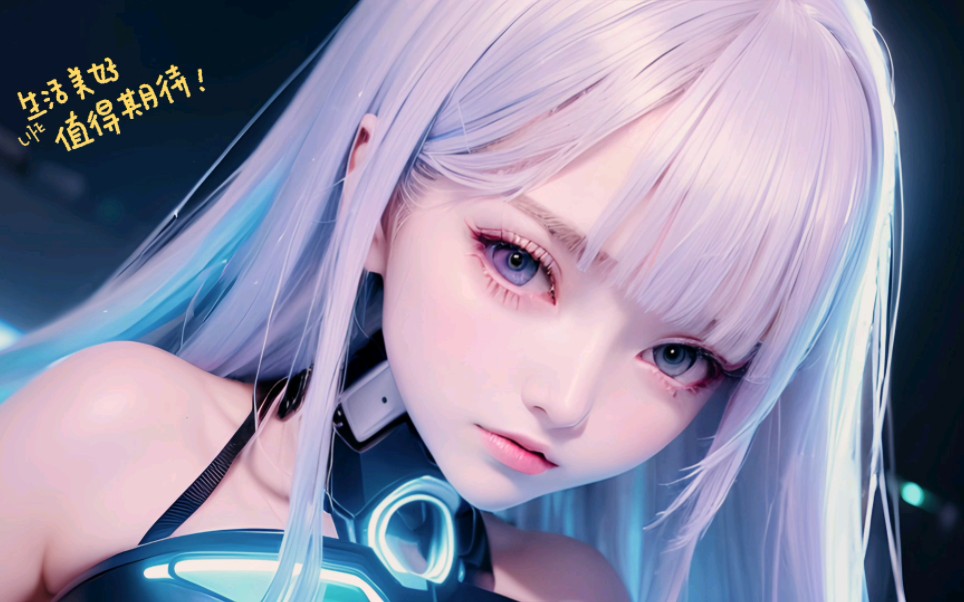 ai绘画 横版 赛博朋克风少女