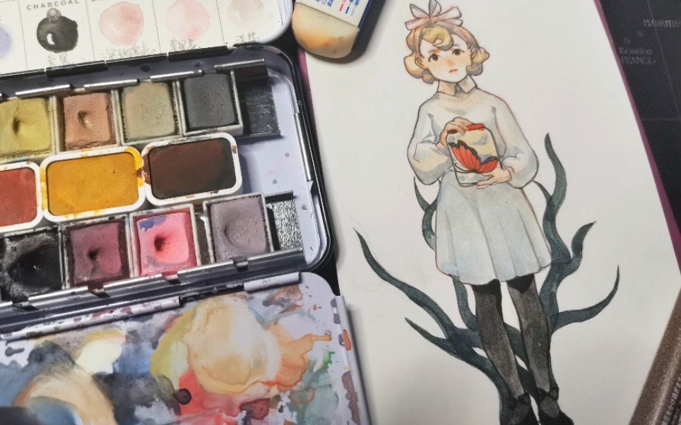 水彩prima复古荷兰白卡画水彩也是ok的啦