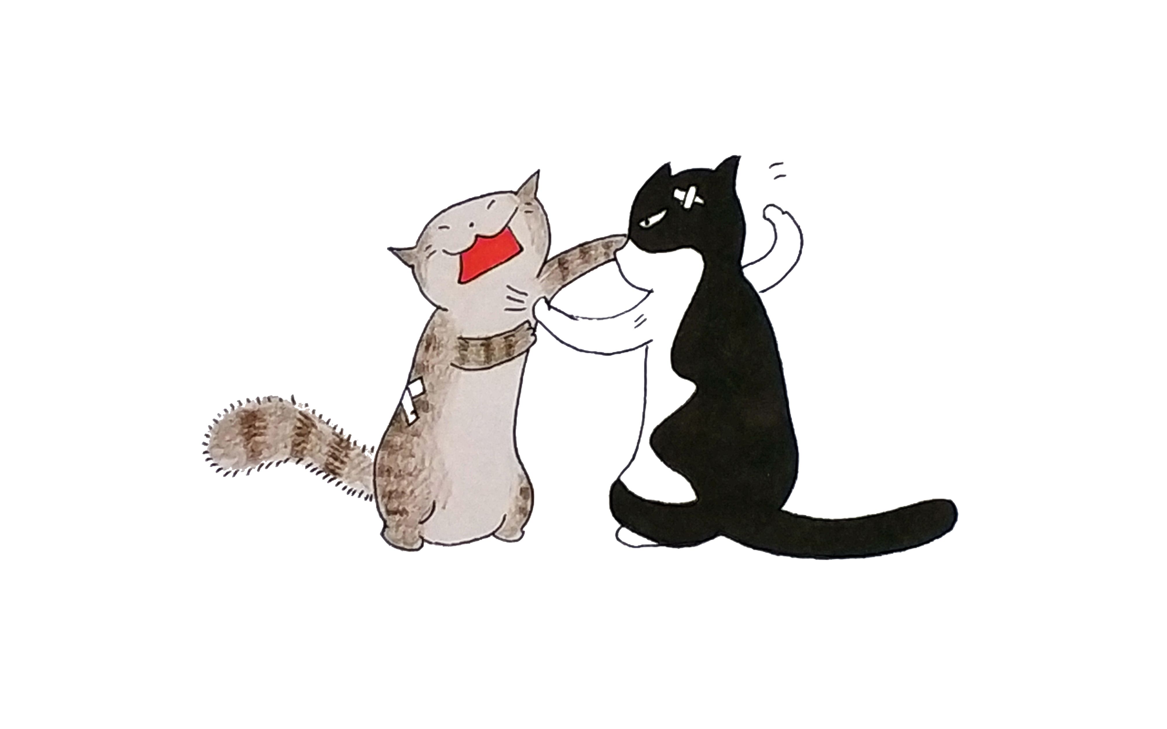 73wellin.的手绘课:快看有两只猫咪正在打架