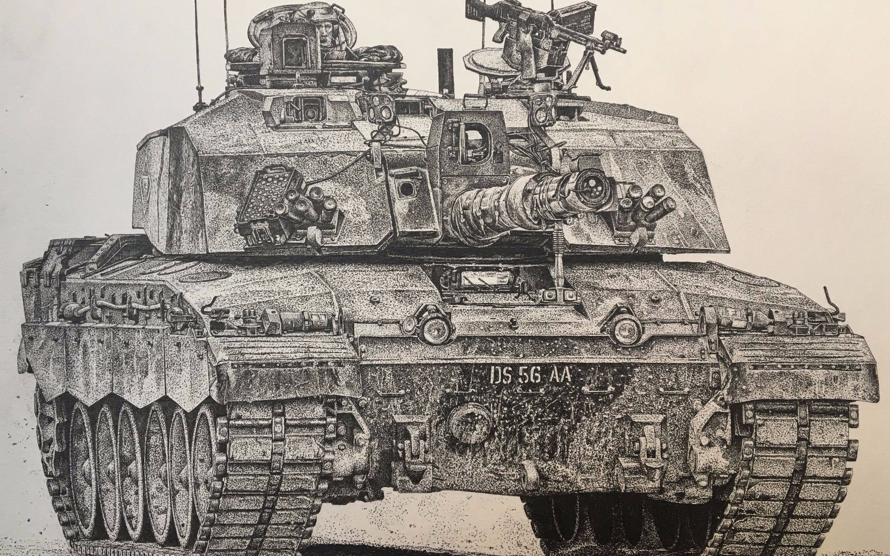 手绘英国挑战者2主战坦克耗时20个小时以上