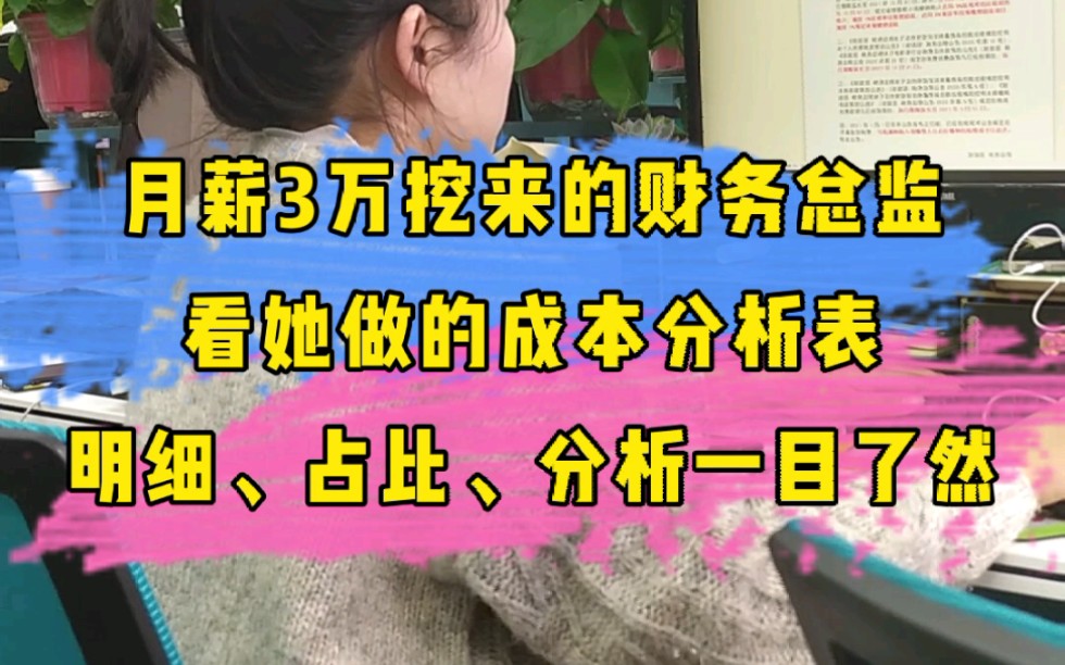 [图]月薪3万挖来的财务总监，看她做的成本分析表，明细、占比、核算、分析一目了然！