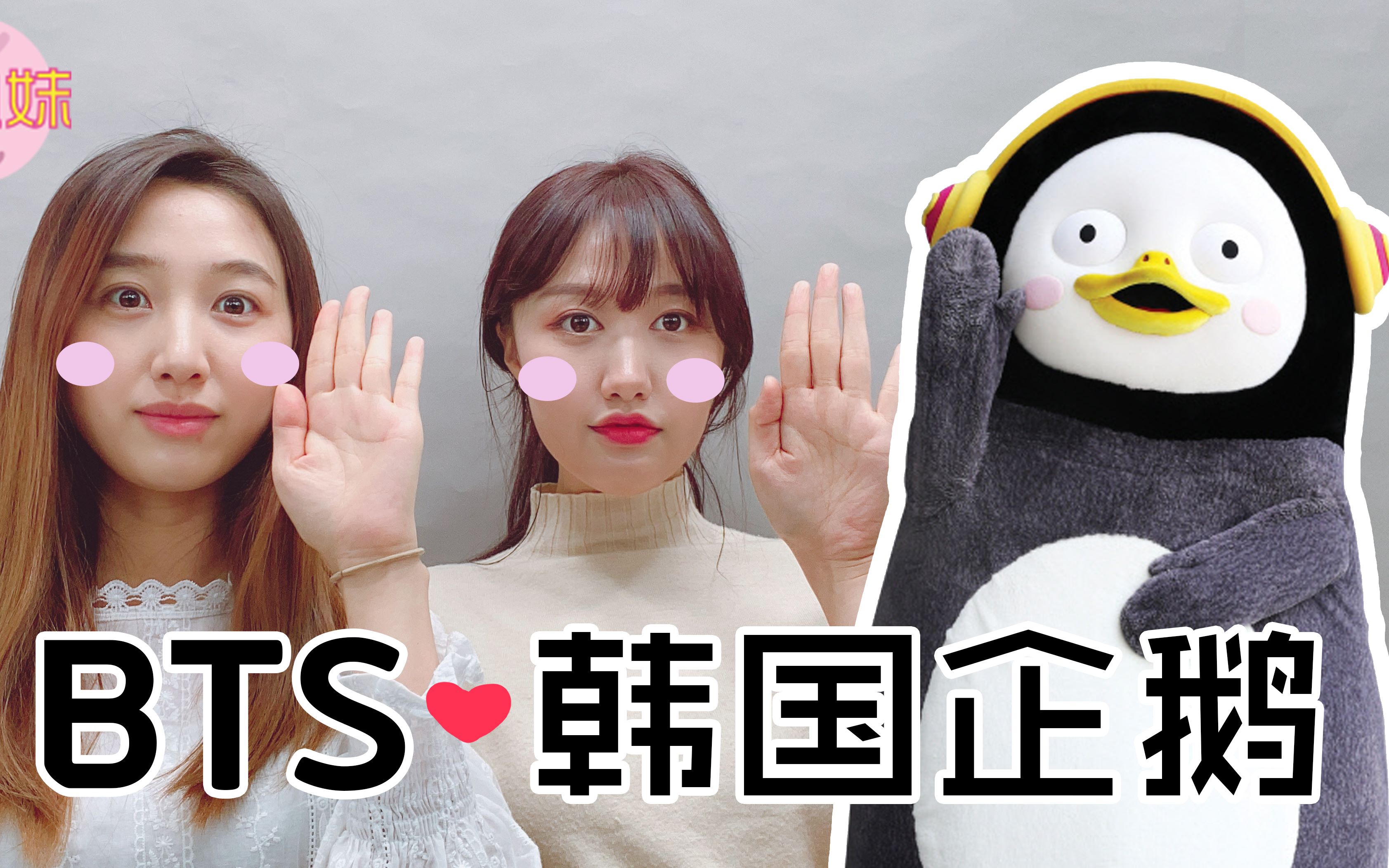 韩国赵姐妹zhaojiemei看bts和在韩国最有名的企鹅pengsoo一起跳舞