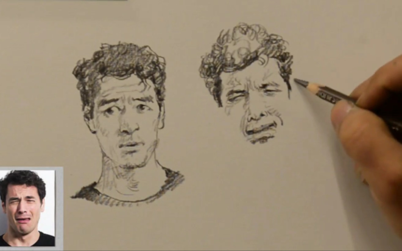 夏理佳速写课程_人物表情示范讲解