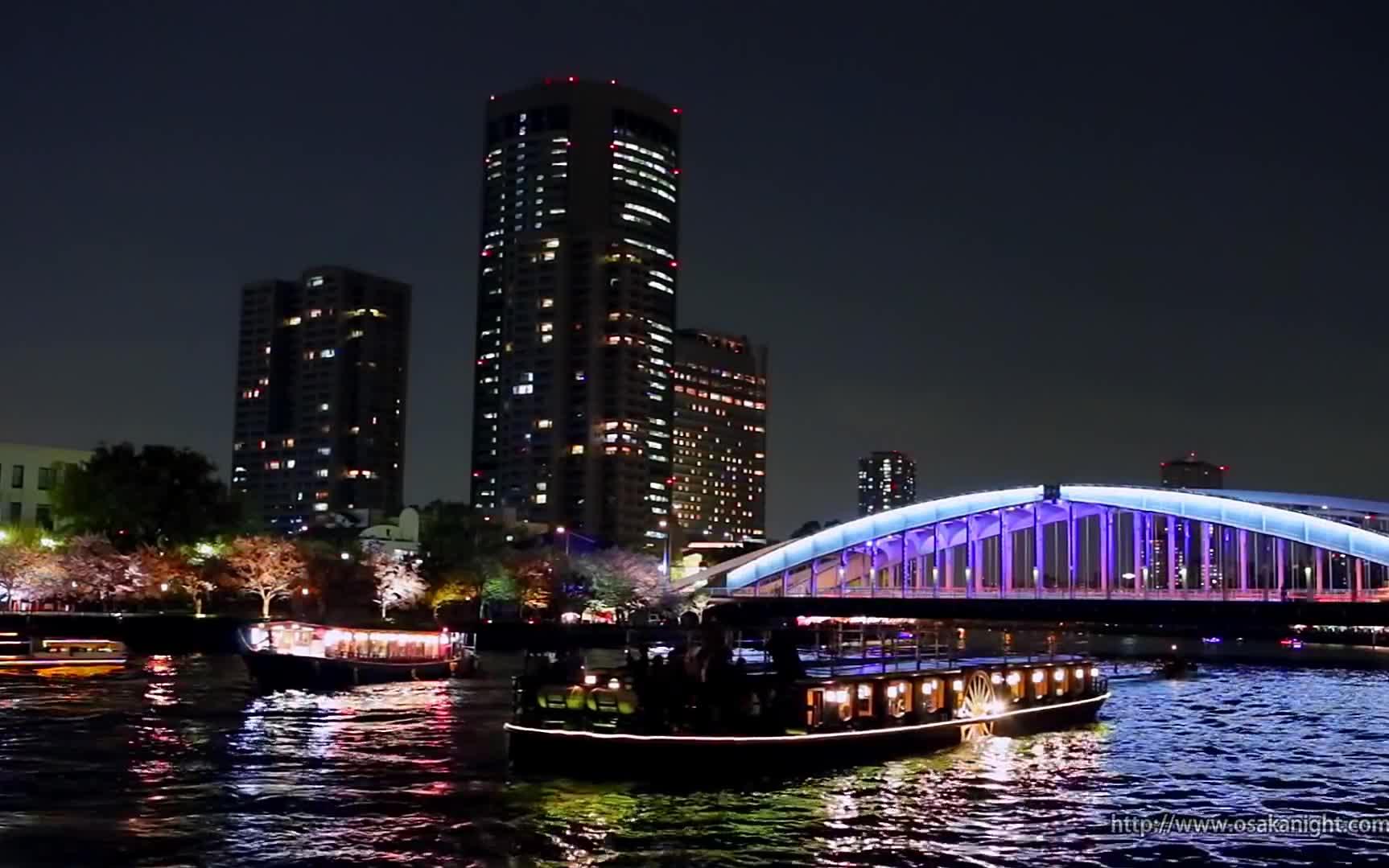 [图]【HD】日本 大阪夜景 毛馬桜之宮公園 水都大阪 大川の夜桜