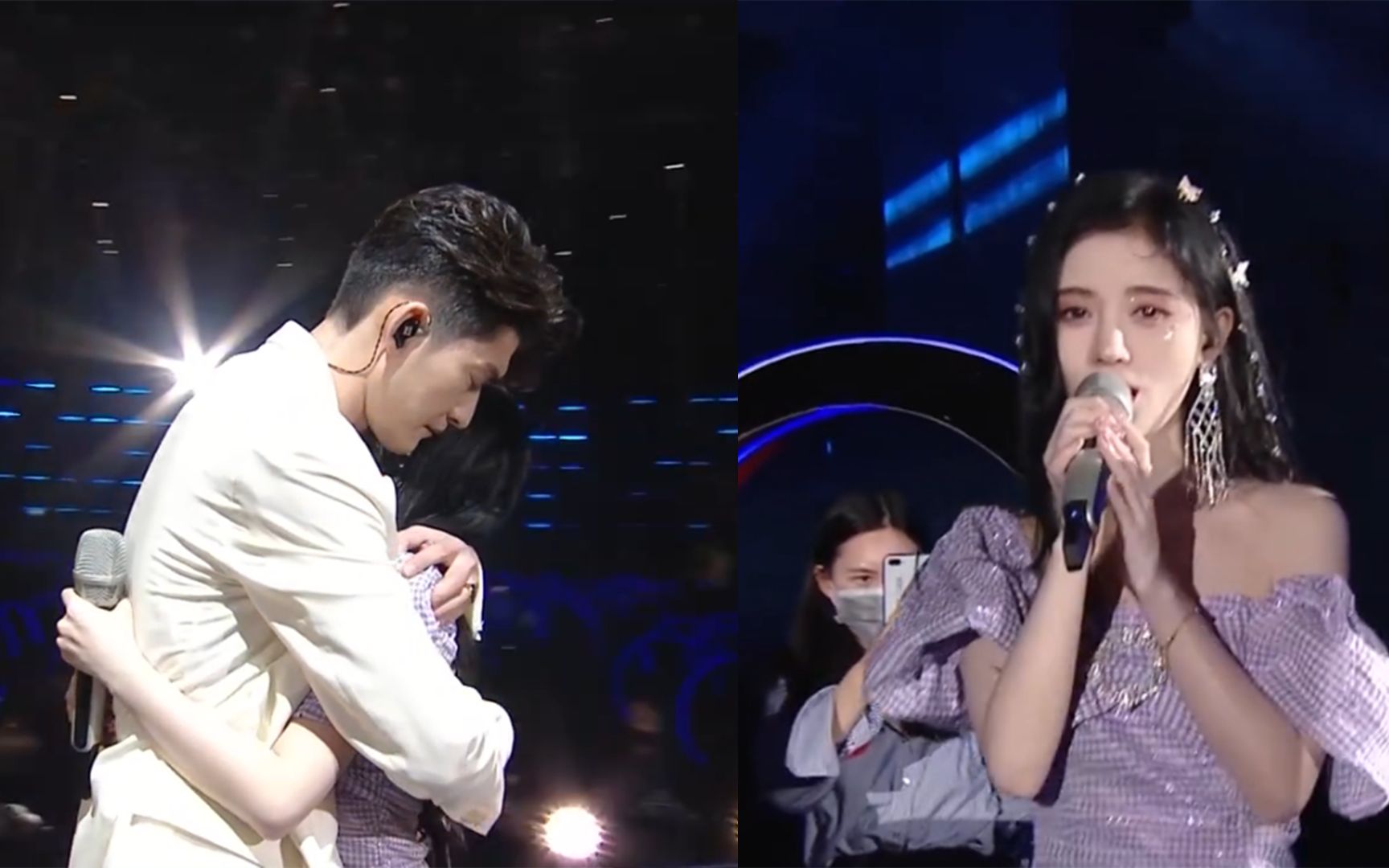 张翰鞠婧祎合作演绎《温柔》,霸道总裁上演深情拥抱,现场有点甜_哔哩