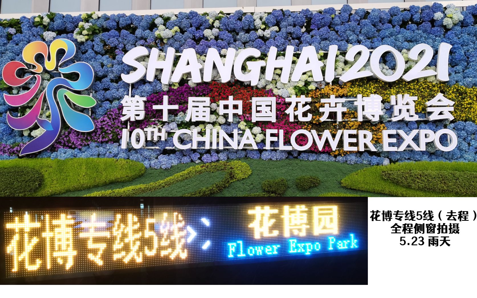 花博专线5线(去程)全程侧窗拍摄(5.23 雨天)【第十届中国花卉博览会】