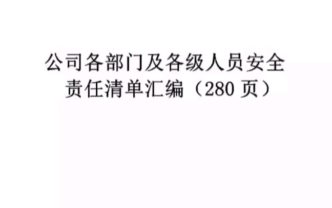 公司各部门及各级人员安全责任清单汇编模板280页 文档资料哔哩哔哩bilibili