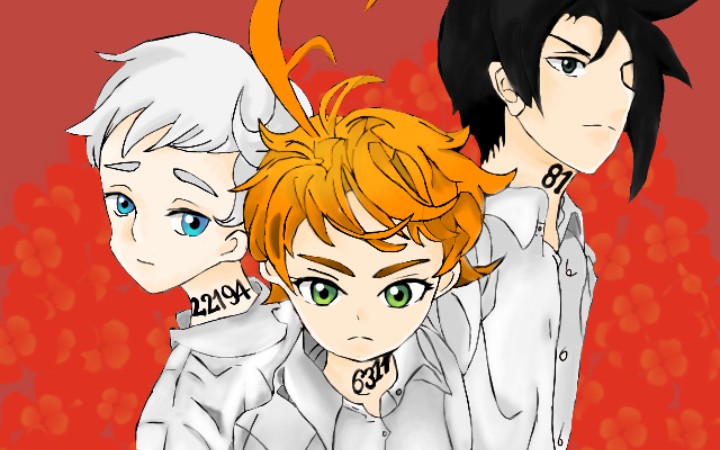 【二创】约定的梦幻岛三人组指绘过程