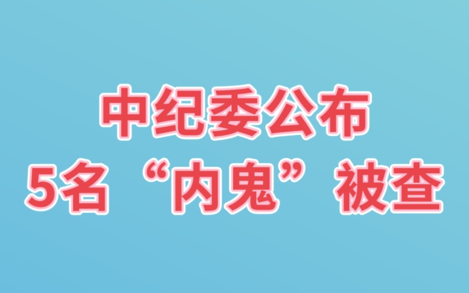 中纪委公布5名“内鬼”被查,均为省管干部,一起来看看哔哩哔哩bilibili