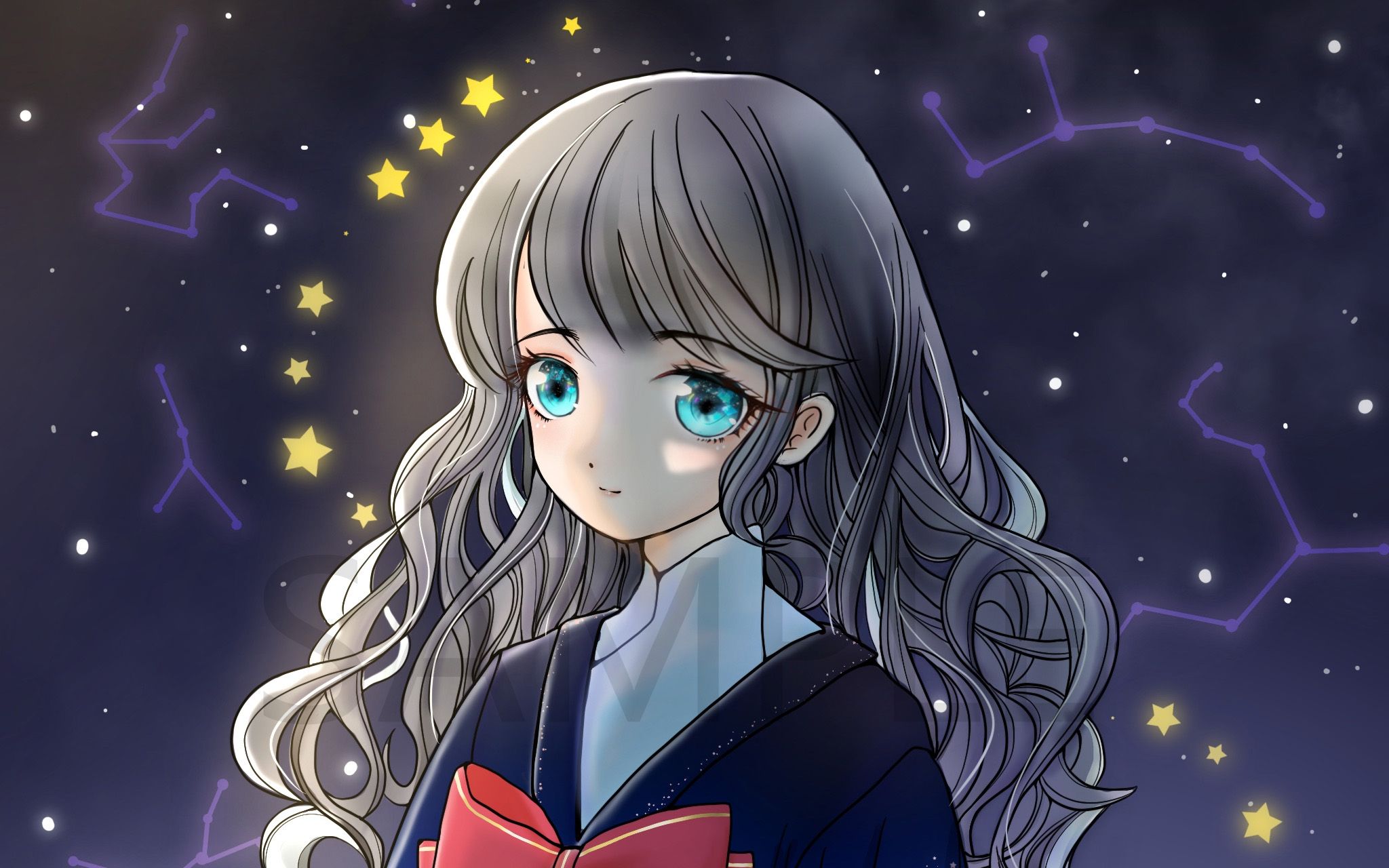 【procreate】星光少女:摘下最亮的星星送给你,好不好?