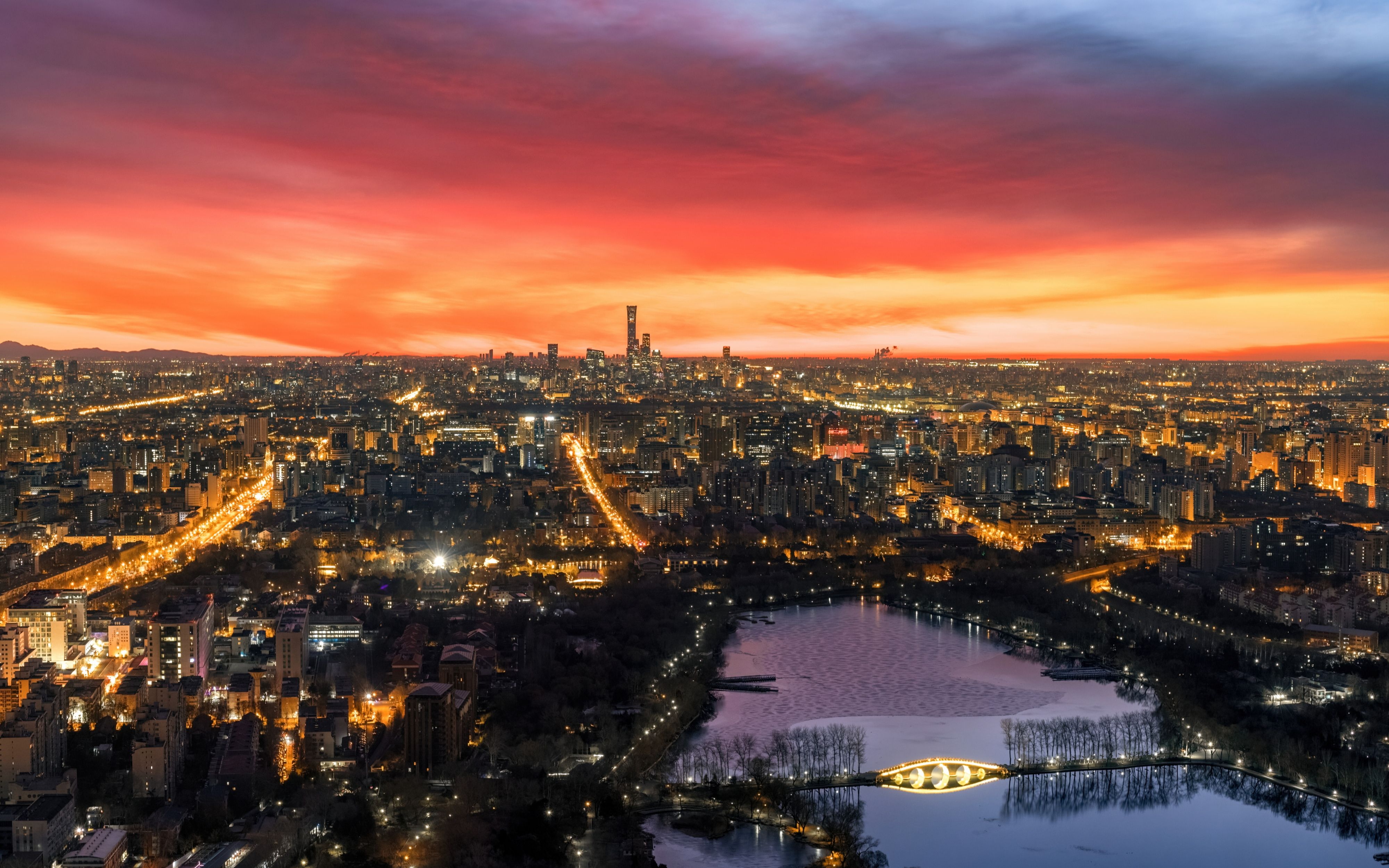 北京清晨的朝霞