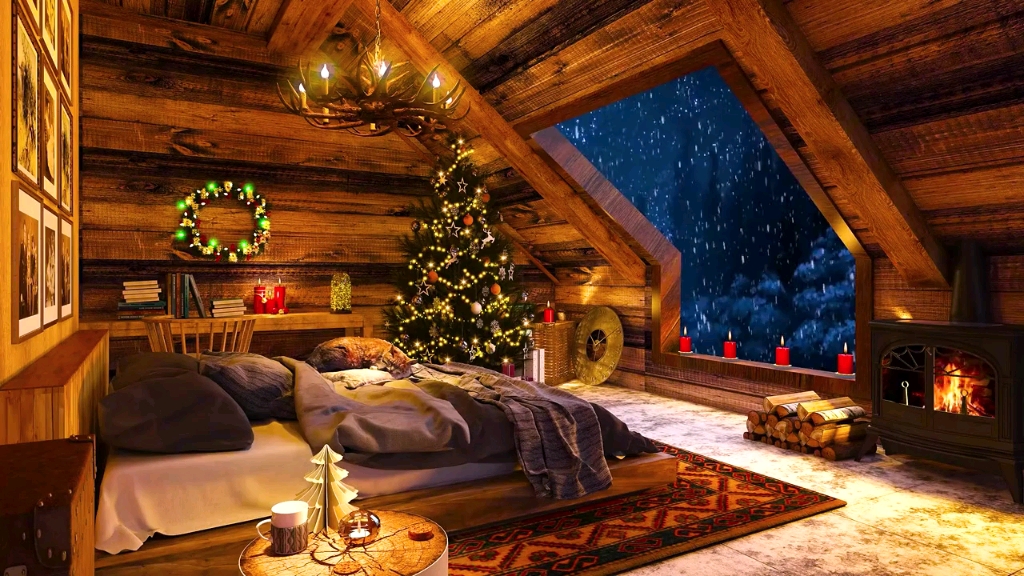 山林温馨小木屋飘雪声‖治愈失眠