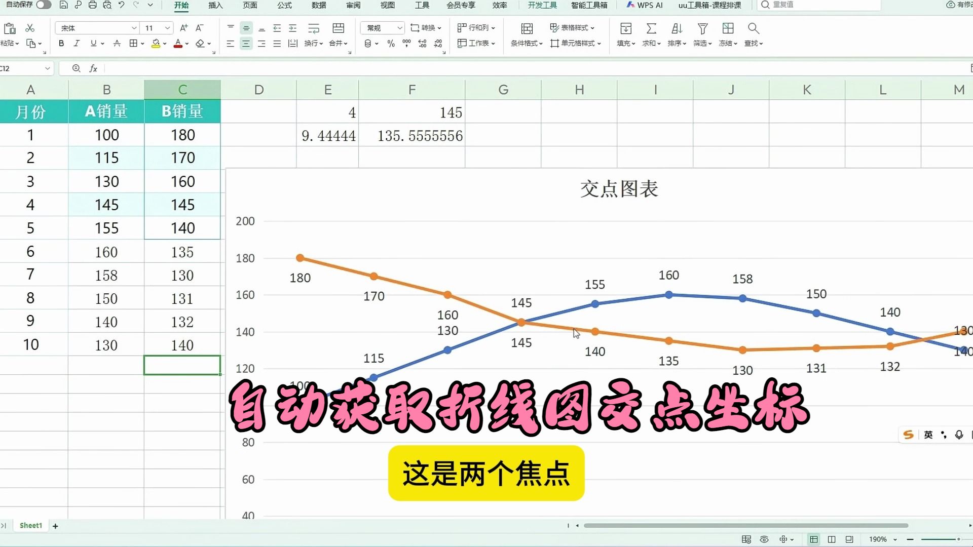 自动获取折线图交点坐标