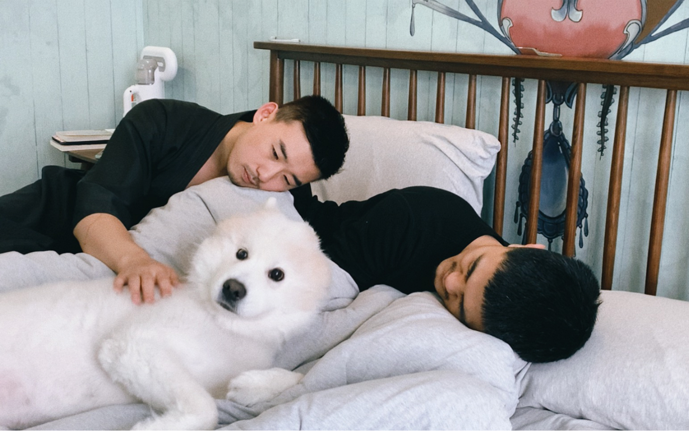 两个男孩子两人一狗的生活一荤一素简单温暖